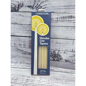 6 Vintage Candle-lites Slender Lite Taper Candles 10" Hand Dipped IVORY